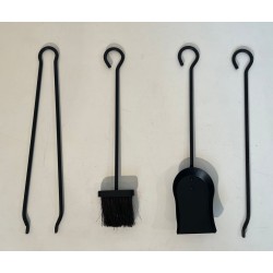 Nécessaire de Feu Moderniste en Métal Laqué Noir et Laiton à Base en Fer à Cheval