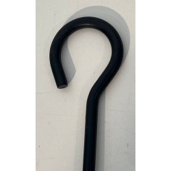 Modernist Black Lacquered Metal and Brass Fireplace Companion Set with Horseshoe Base