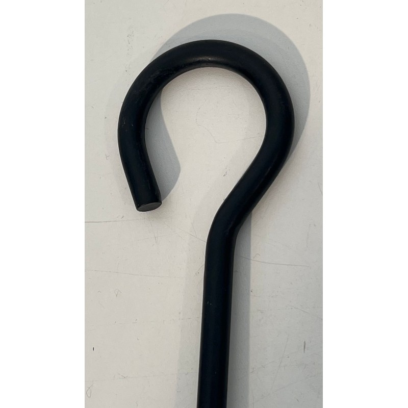 Modernist Black Lacquered Metal and Brass Fireplace Companion Set with Horseshoe Base