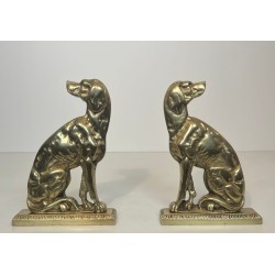Pair of Art Déco Bronze Seated Dog Andirons