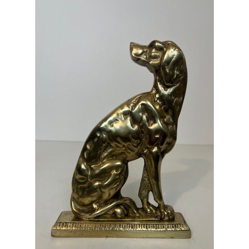 Paire de Chenets en Bronze à Décor de Chiens Assis, Époque Art Déco