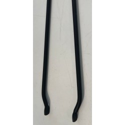 Modernist Black Lacquered Metal and Brass Fireplace Companion Set with Horseshoe Base