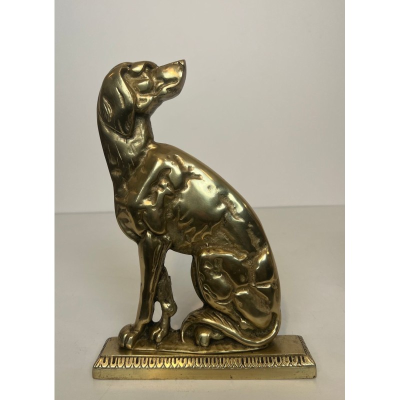 Pair of Art Déco Bronze Seated Dog Andirons