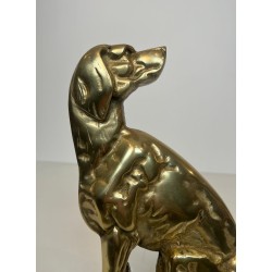 Pair of Art Déco Bronze Seated Dog Andirons
