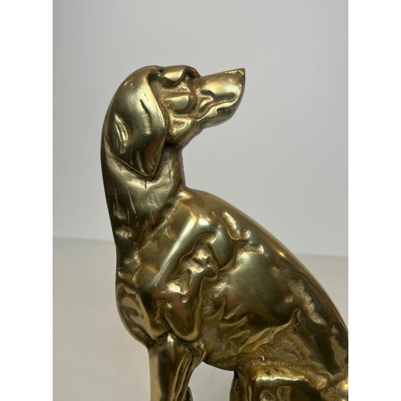 Pair of Art Déco Bronze Seated Dog Andirons