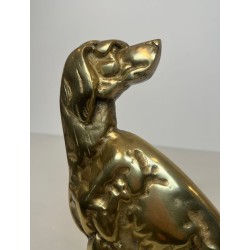 Paire de Chenets en Bronze à Décor de Chiens Assis, Époque Art Déco