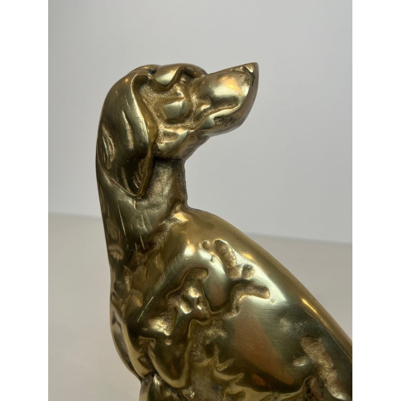 Paire de Chenets en Bronze à Décor de Chiens Assis, Époque Art Déco