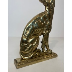 Pair of Art Déco Bronze Seated Dog Andirons