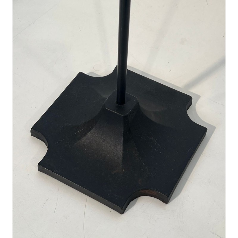 Modernist Black Lacquered Metal and Chrome Fireplace Companion Set with Diamond Finials