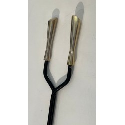 Nécessaire de Feu Moderniste en Métal Laqué Noir et Chrome à Finiales en Losange