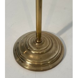 Neoclassical Style Brass Fireplace Companion Set with Disc Finials