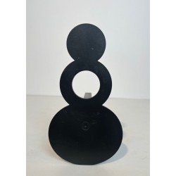 Pair of Modernist Steel Andirons with Figure-Eight Double-Disc Uprights