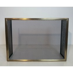 Neoclassical Style Three-Panel Folding Brass and Wire Mesh Fireplace Screen