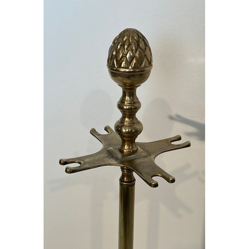 Nécessaire de Feu en Laiton Néoclassique aux Pommes de Pin, Goût de la Maison Baguès