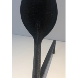 Pair of Hammered Wrought Iron Cobra Andirons in the Style of Edgar Brandt