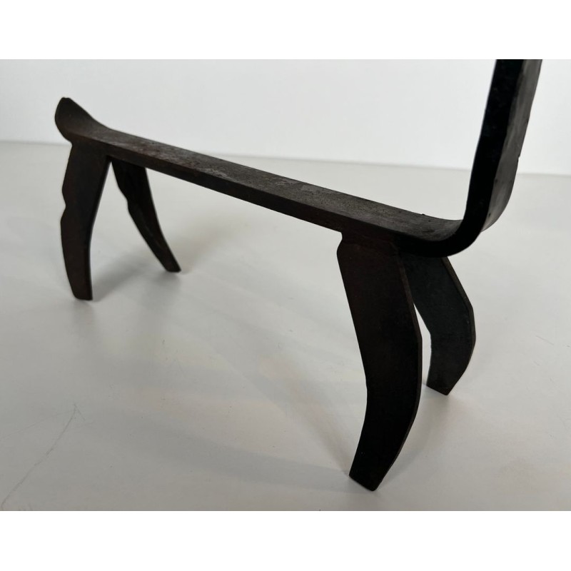 Pair of Wrought Iron Goat Andirons in the Style of Édouard Schenck