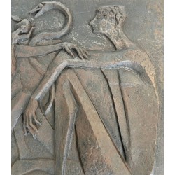 Plaque de Cheminée en Fonte Moderniste, Adam et Ève, Signée et Éditée par Stern