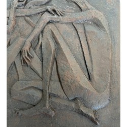 Plaque de Cheminée en Fonte Moderniste, Adam et Ève, Signée et Éditée par Stern