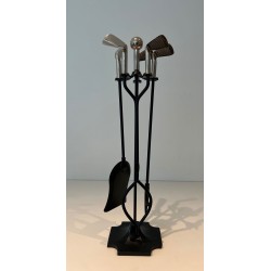 Nécessaire de Feu Modèle Golf en Métal Laqué Noir et Clubs de Golf Chromés