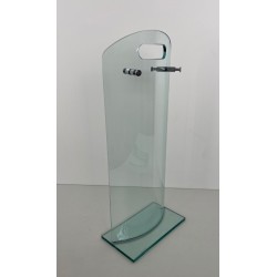 Design Fireplace Companion Set on Tempered Glass Stand with Chrome Ring-Handle Tools