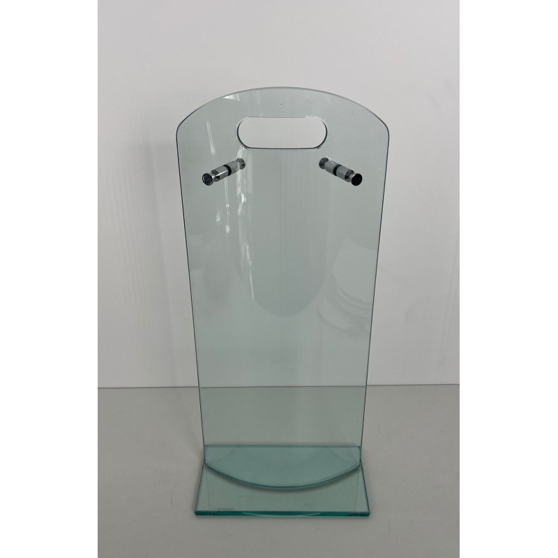 Design Fireplace Companion Set on Tempered Glass Stand with Chrome Ring-Handle Tools