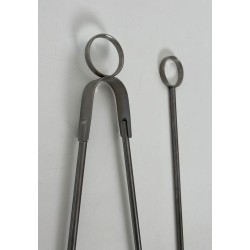 Design Fireplace Companion Set on Tempered Glass Stand with Chrome Ring-Handle Tools