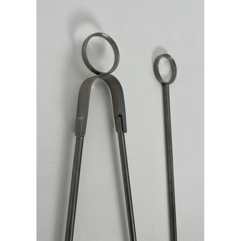 Nécessaire de Feu Design à Portant en Verre Trempé et Outils en Chrome