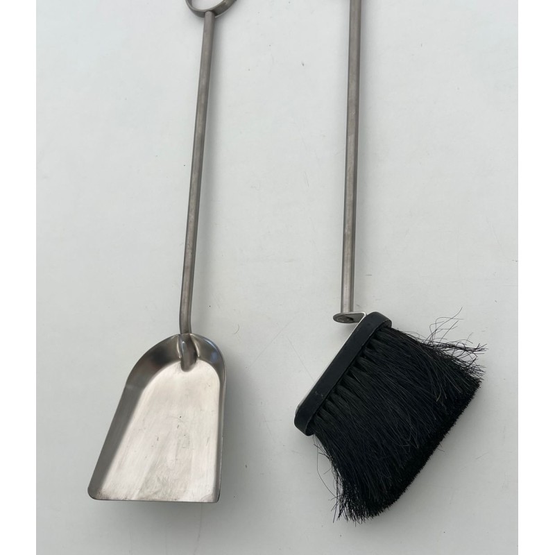 Nécessaire de Feu Design à Portant en Verre Trempé et Outils en Chrome